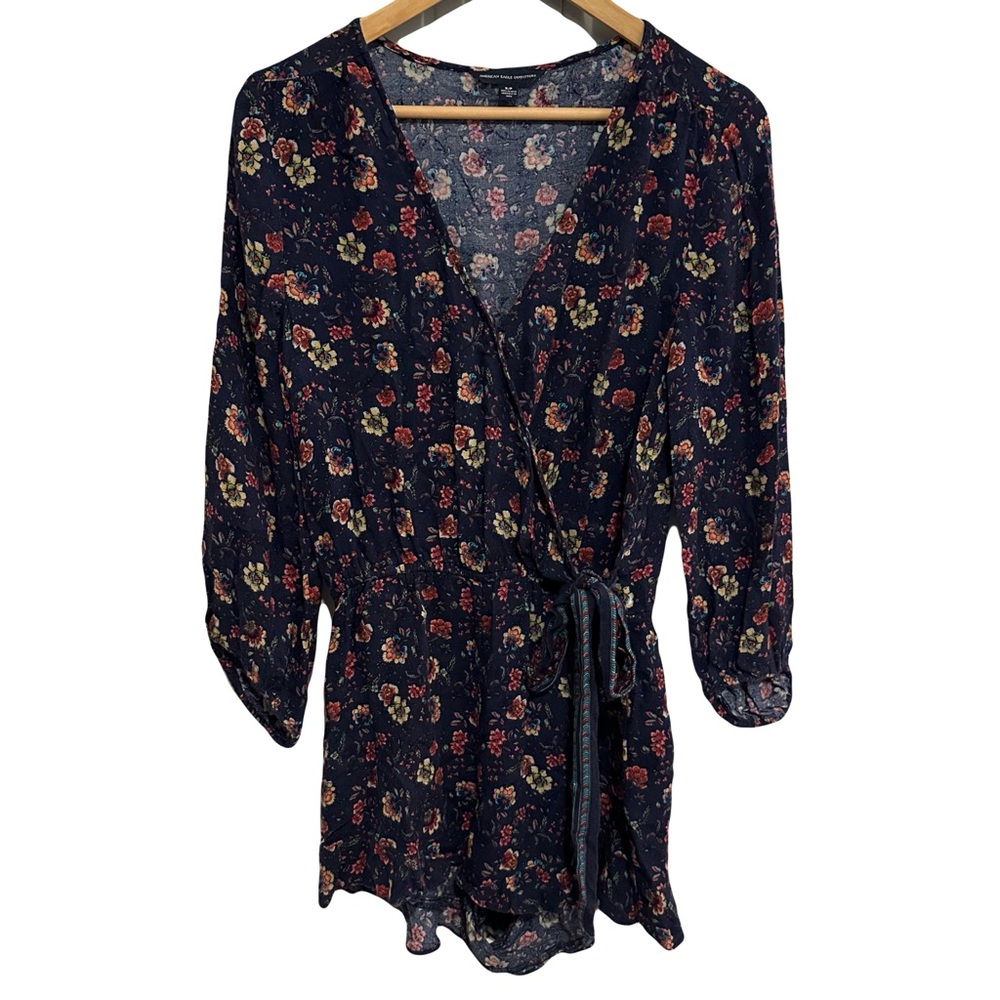Navy Floral American Eagle Romper Size S
